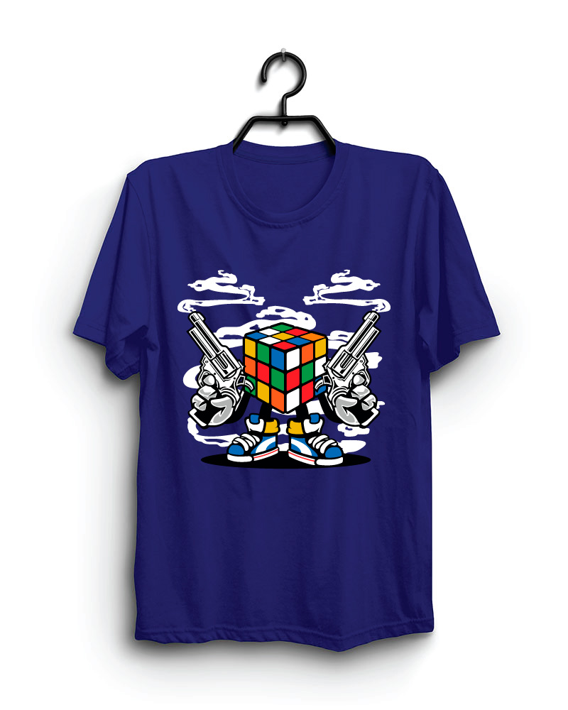 Cloth Machine puzzle gun pure cotton Royal Blue Tshirt