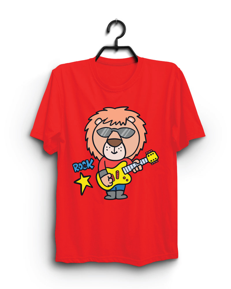 Cloth Machine rocking lion pure cotton Red Tshirt