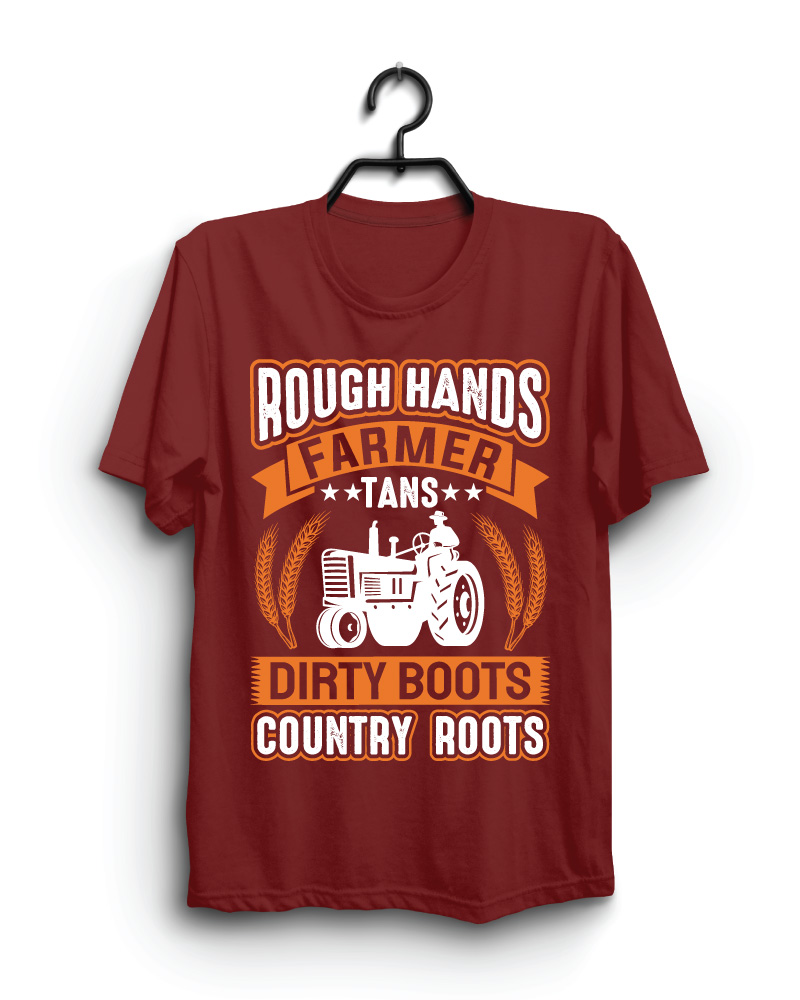 Cloth Machine rough hands farmer pure cotton Blood Red Tshirt