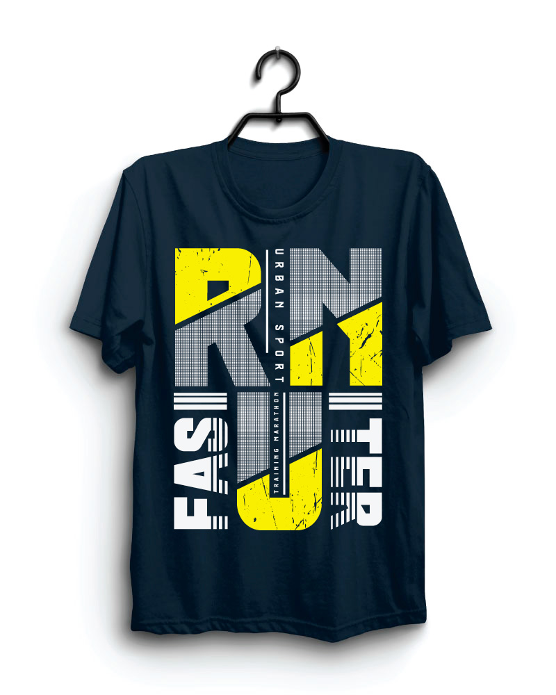 Cloth Machine run fast pure cotton Navy Blue Tshirt