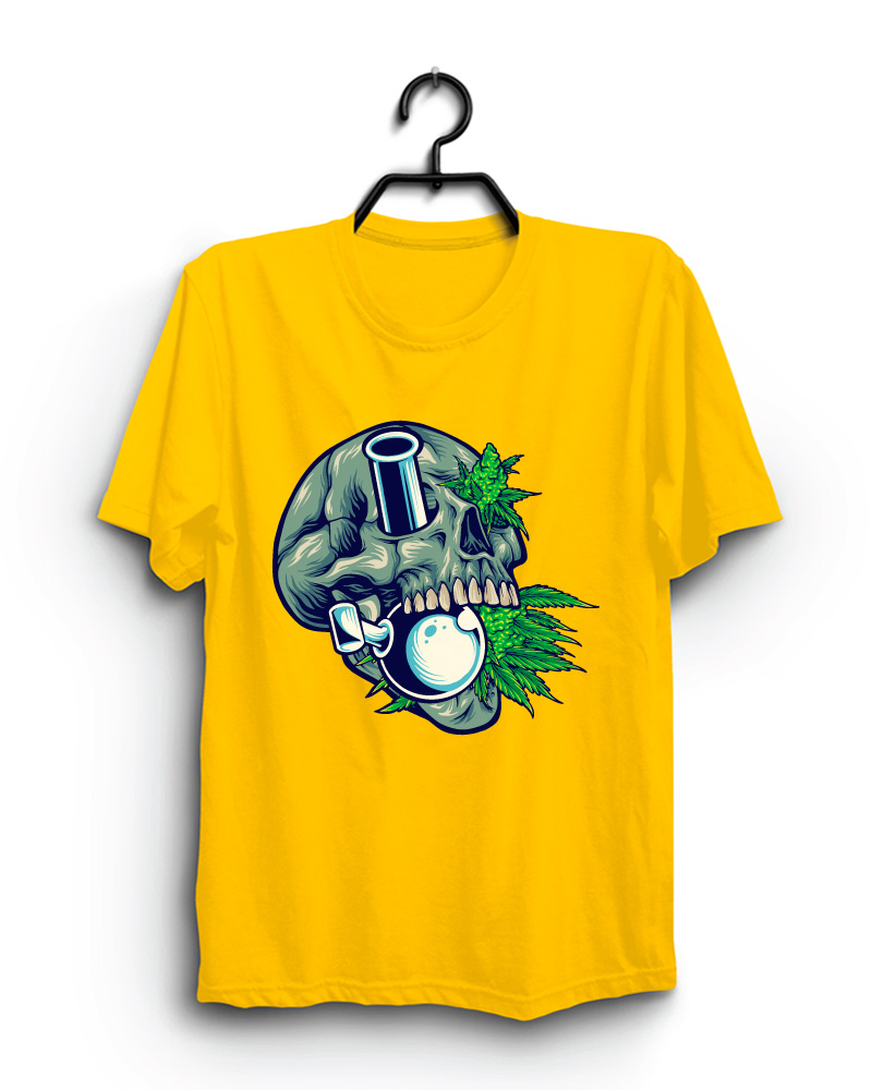 Cloth Machine skull moon pure cotton Yellow Tshirt