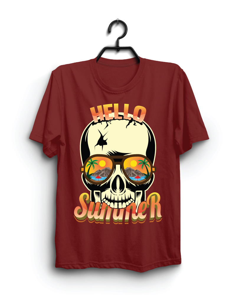 Cloth Machine skull summer pure cotton blood Red Tshirt