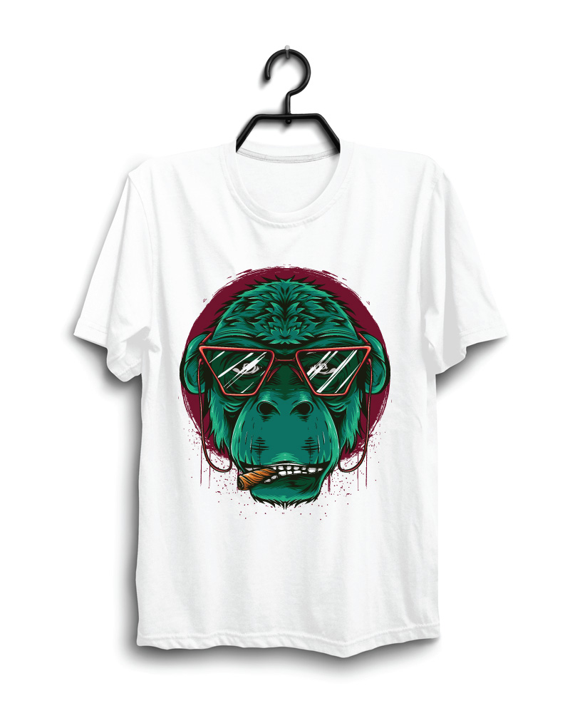 Cloth Machine smoking gorilla pure cotton White Oversized Tshirt