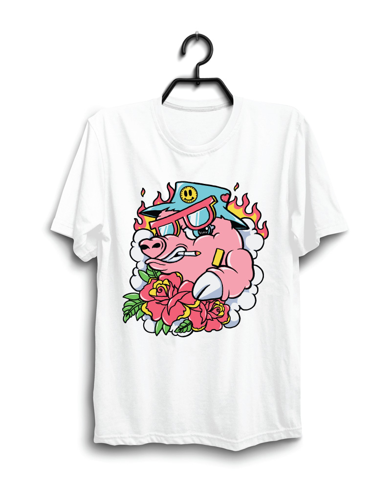 Cloth Machine smoking pig pure cotton camel Tshirt