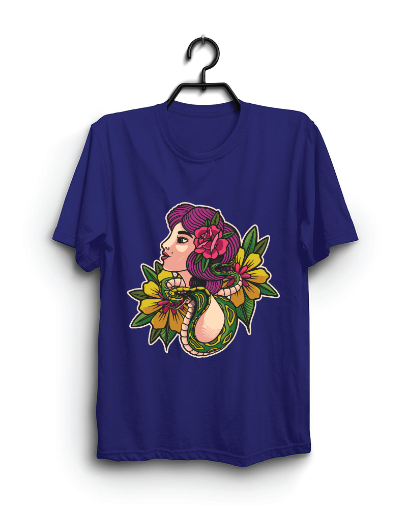 Cloth Machine snake queen pure cotton Royal Blue Tshirt