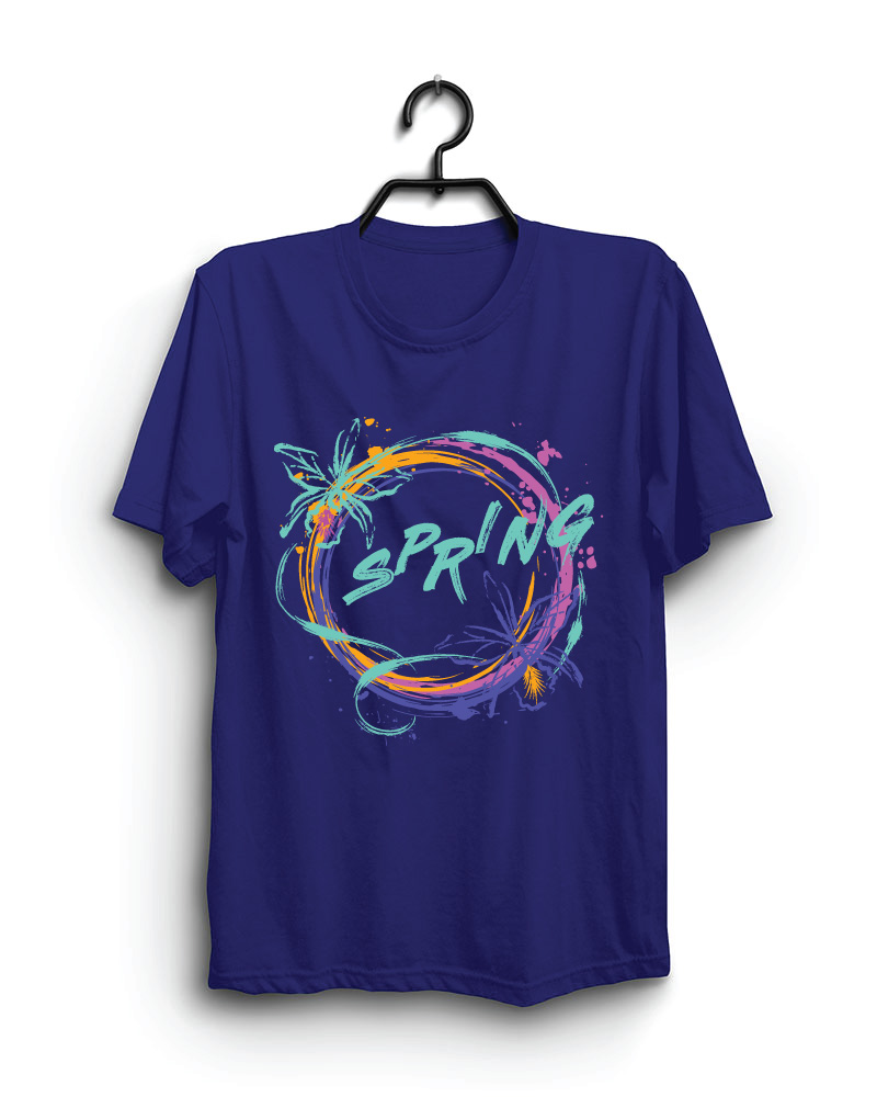 Cloth Machine spring pure cotton Royal Blue Tshirt