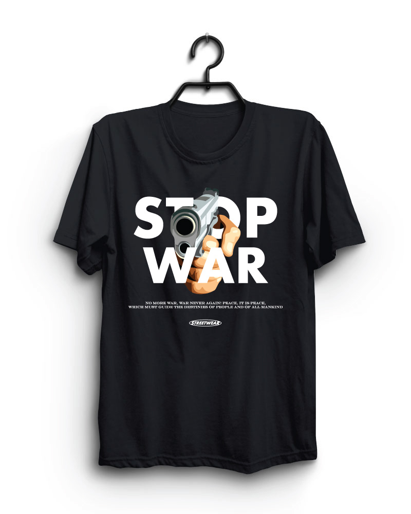 Cloth Machine stop war pure cotton Black Oversized Tshirt