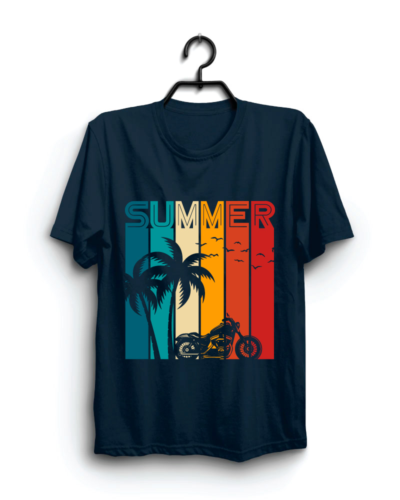 Cloth Machine summer pure cotton Navy Blue Tshirt
