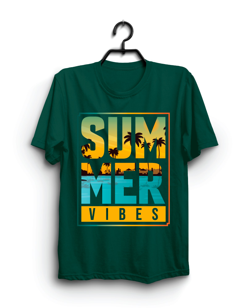Cloth Machine summer vibes pure cotton Bottle Green Tshirt