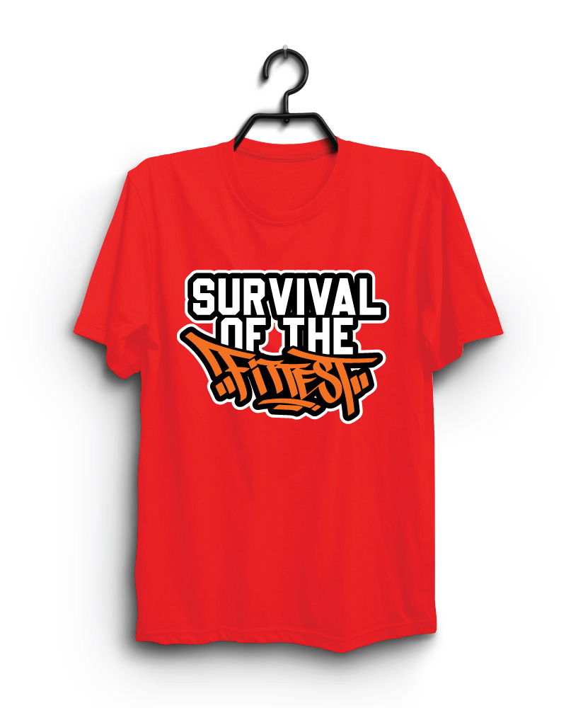Cloth Machine survival of the fittest pure cotton Red Tshirt