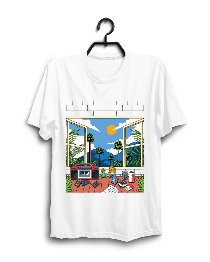 Cloth Machine the beautiful day pure cotton Navy Blue Tshirt