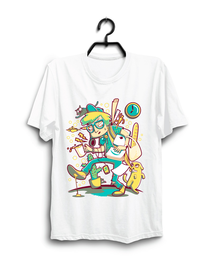 Cloth Machine the busy man pure cotton Grey Tshirt