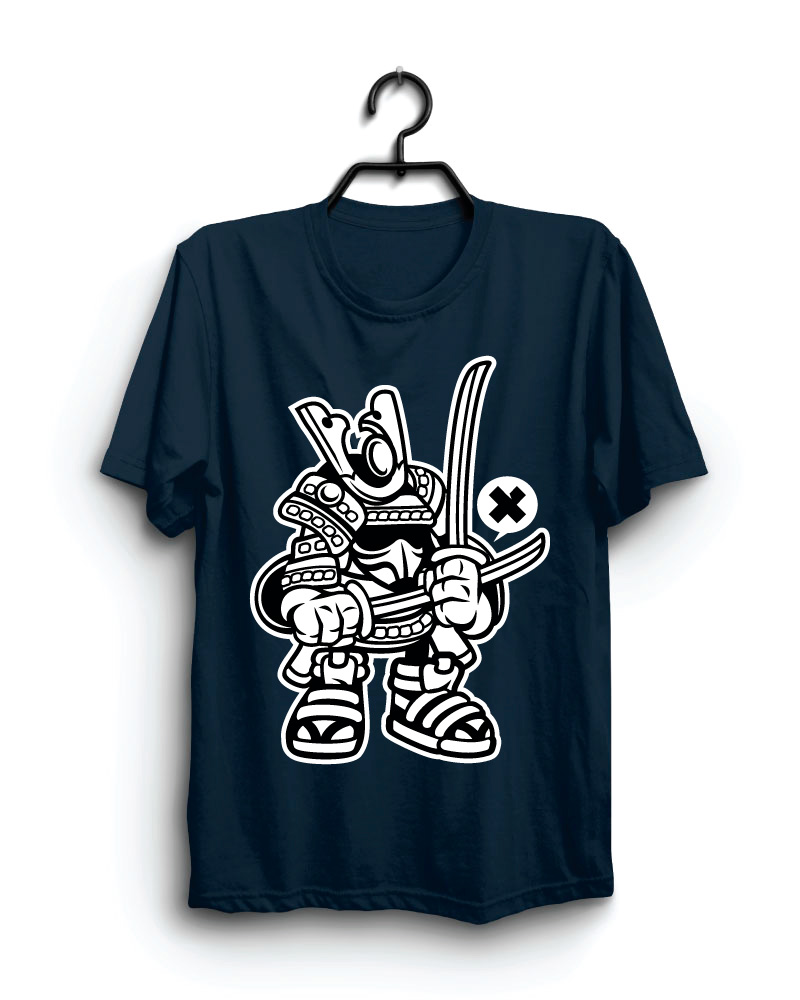 Cloth Machine the figher pure cotton Navy Blue Tshirt