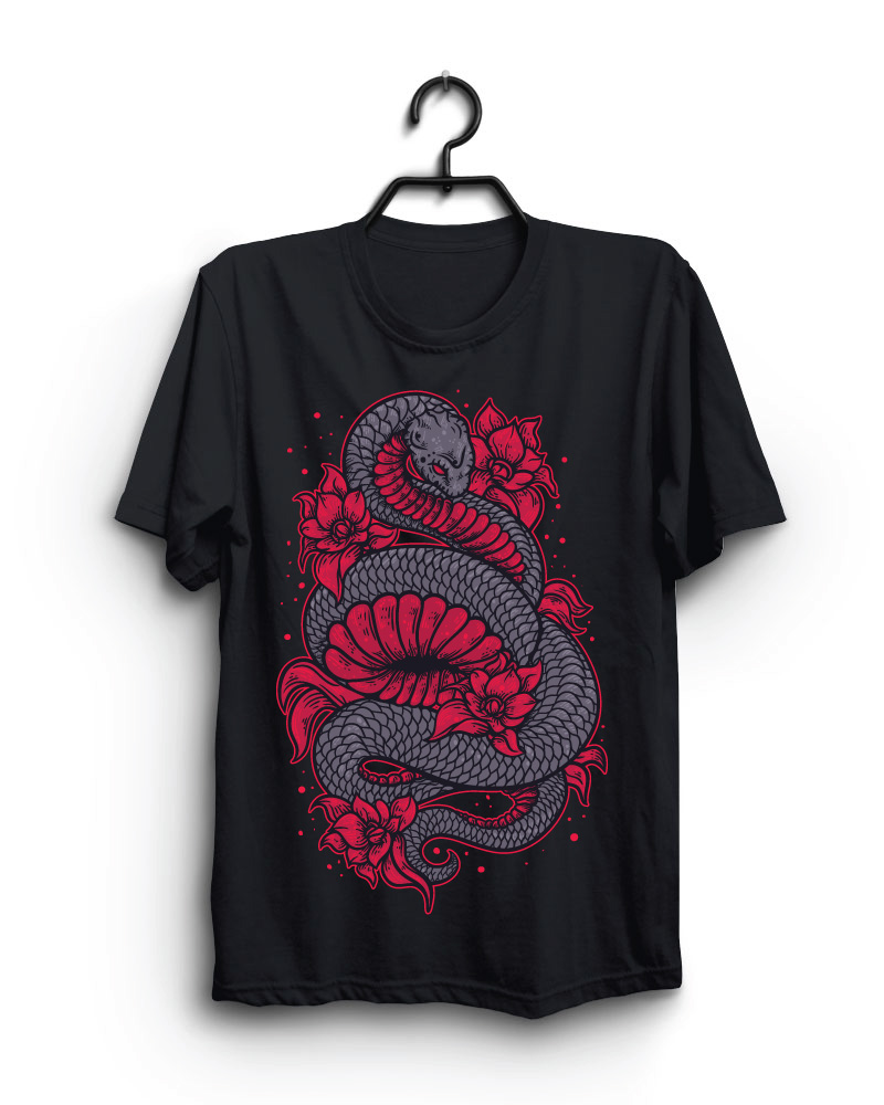 Cloth Machine the pythone flower pure cotton Black Oversized Tshirt