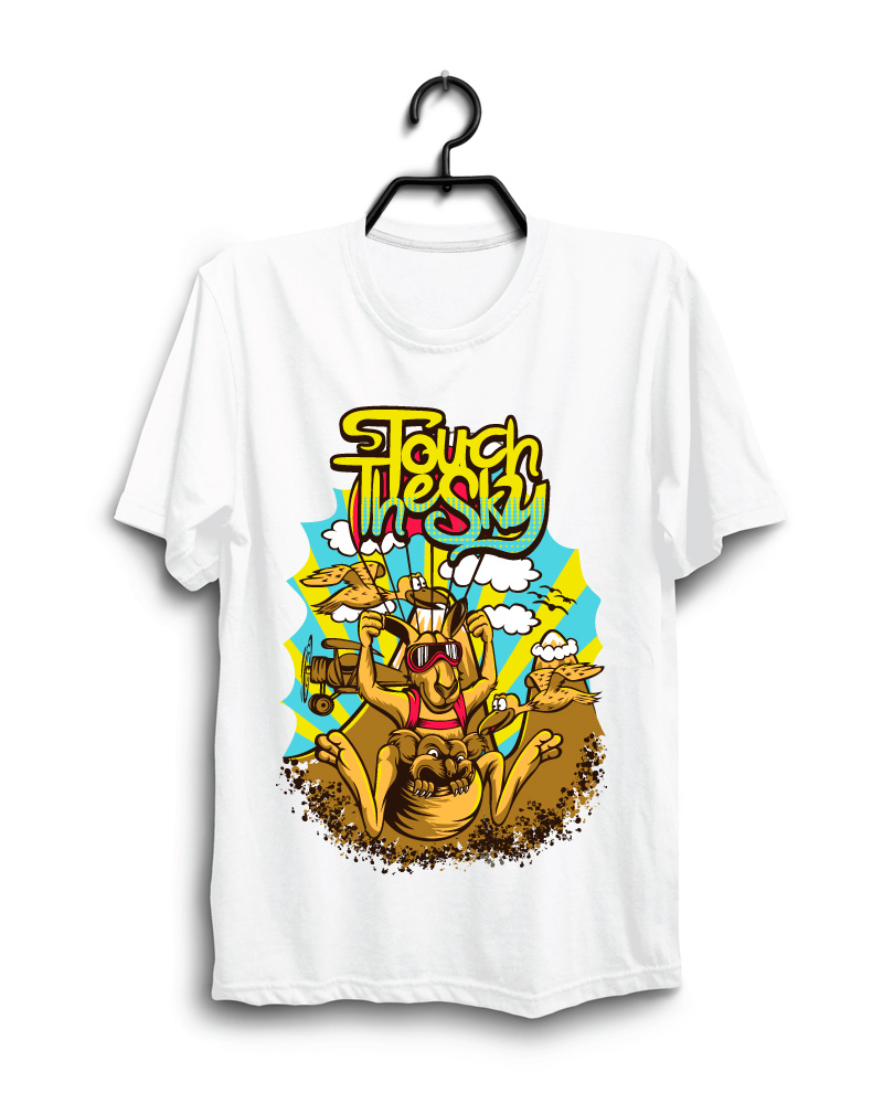 Cloth Machine tough the sky pure cotton Grey Tshirt