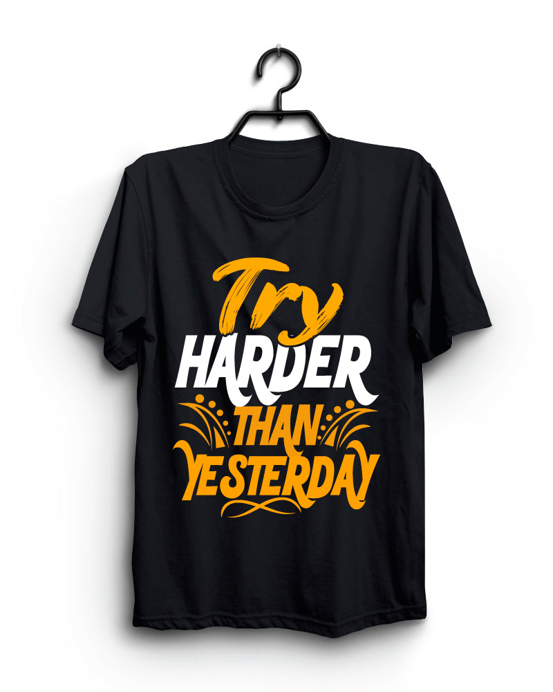 Cloth Machine try harder than yesterday pure cotton Black Oversized Tshirt