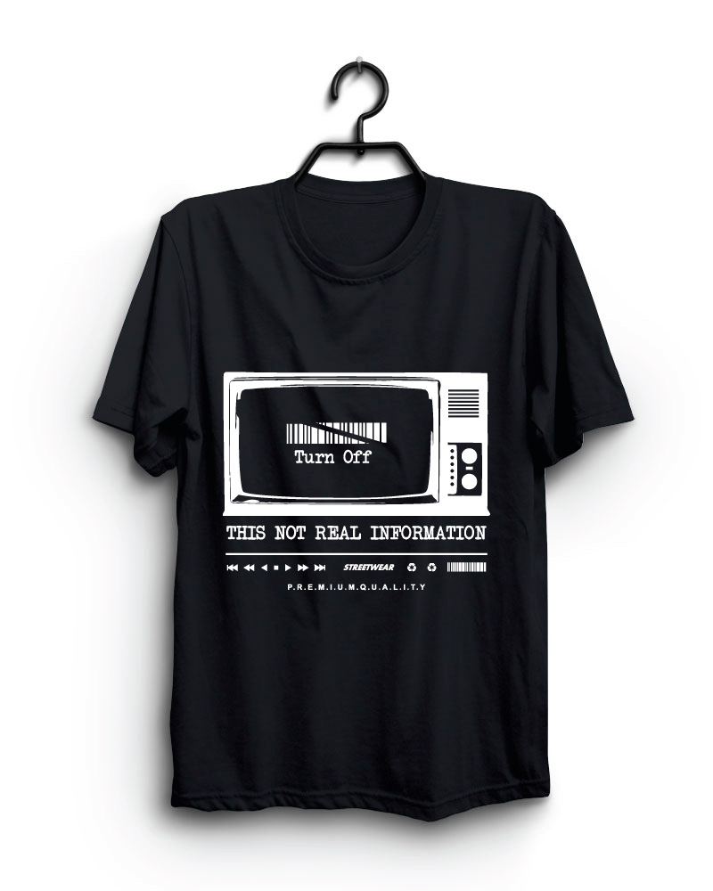 Cloth Machine tv turnoff pure cotton Black Oversized Tshirt