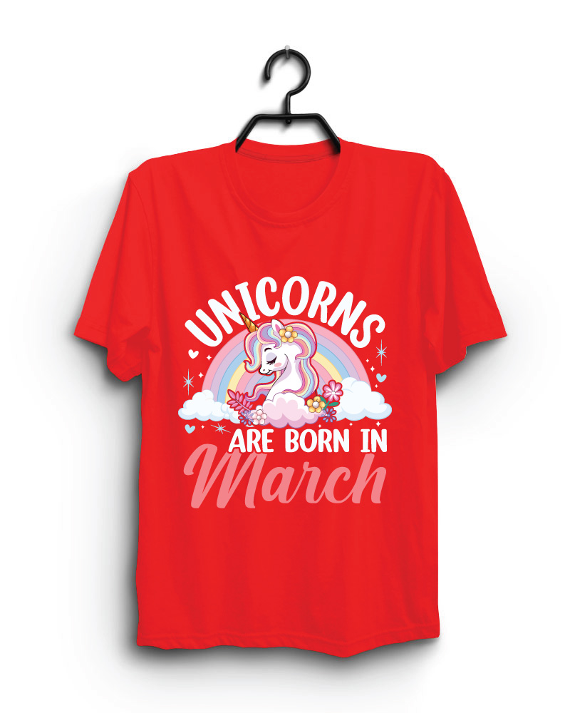 Cloth Machine unicorns march pure cotton Red Tshirt
