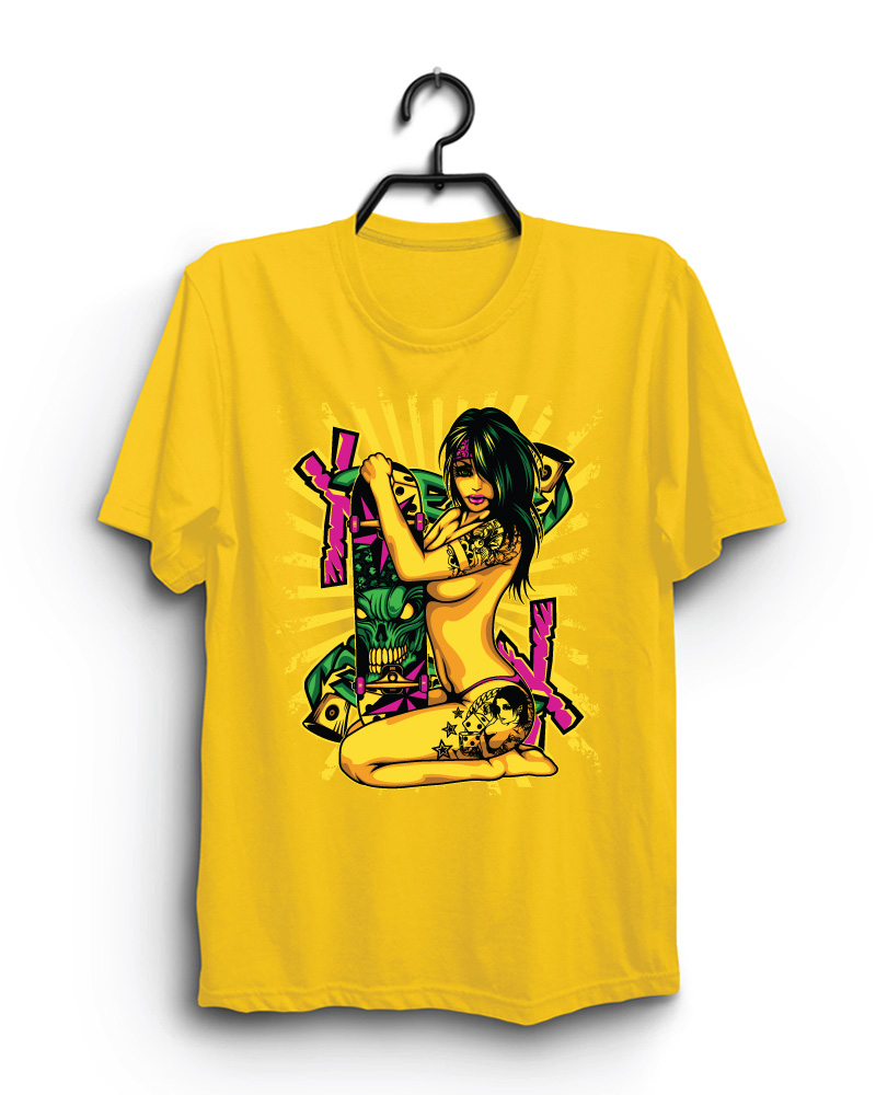 Cloth Machine yellow girl pure cotton Yellow Tshirt