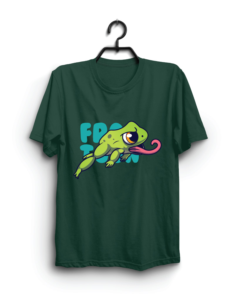 Cloth Machine yellow jungle frog pure cotton Bottle Green Tshirt