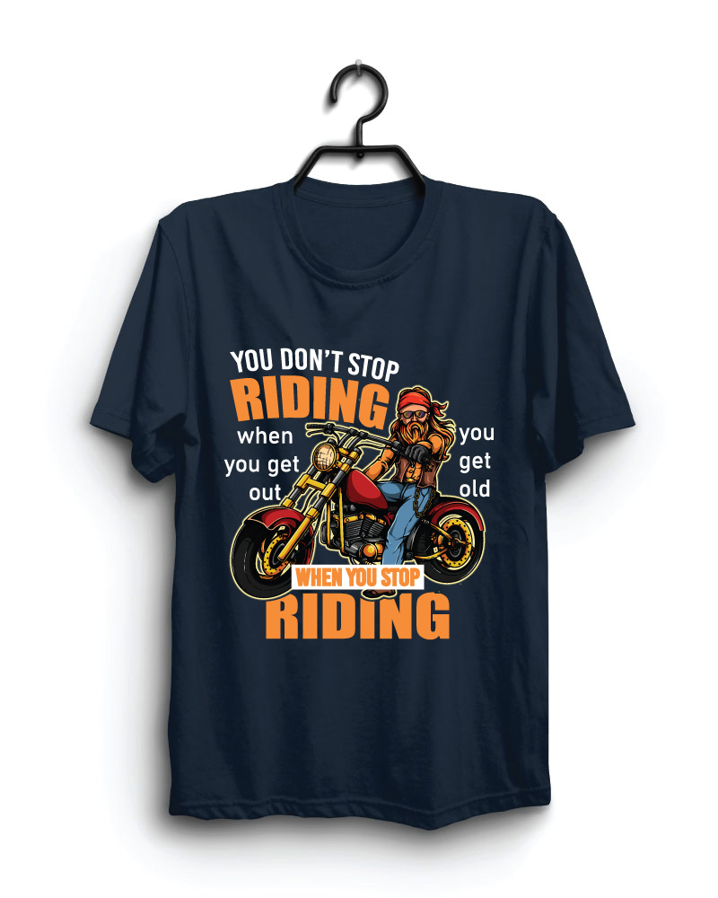 Cloth Machine you dont stop riding pure cotton Navy Blue Tshirt