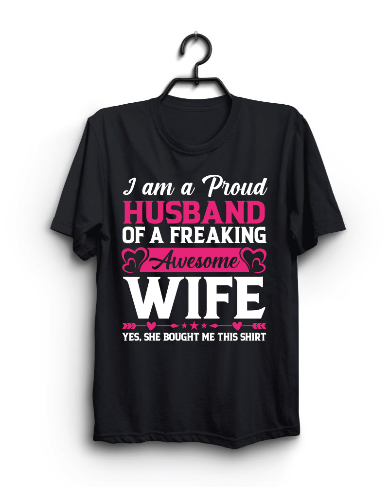 Cloth Machinei am a proud husband pure cotton Black Oversized Tshirt